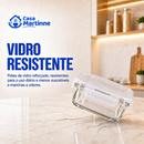 Kit PotesPlus Premium | 15 Potes Herméticos de Vidro +10 Copos Aruba de Brinde