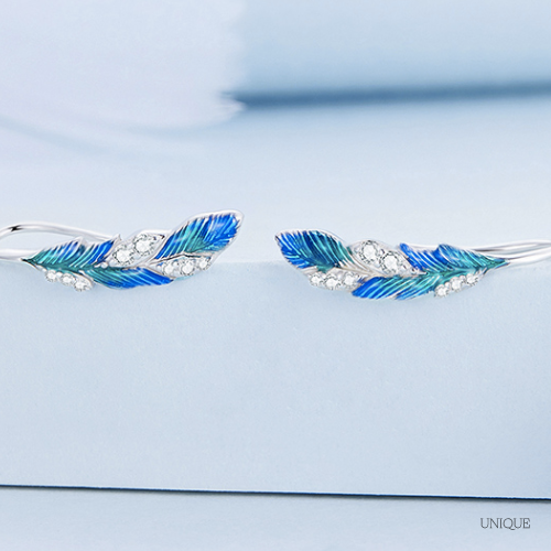 Conjunto Pendientes y Anillo Plumas de Pavo Real