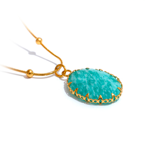Collar con Colgante de Piedra Natural Amazonita Azul
