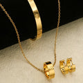 Conjunto Collar, Pulsera y Pendientes Dorados
