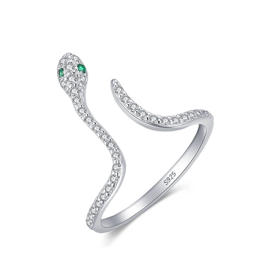 Anillo Serpiente Cravejado con Circonita en Plata