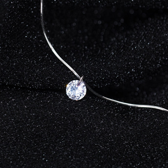 Collar Punto de Luz Cristal Circonita Plata Ajustable