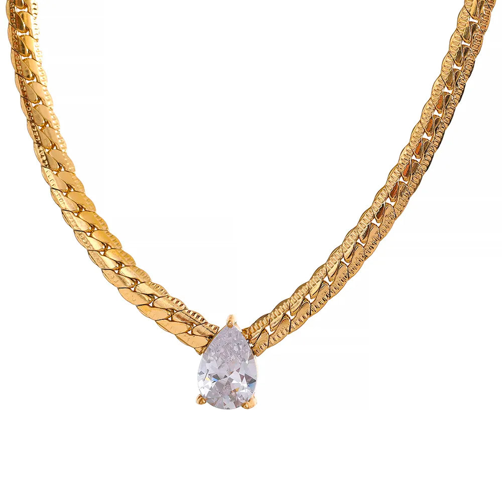 Collar Chapado en Oro con Cristal de Circonita